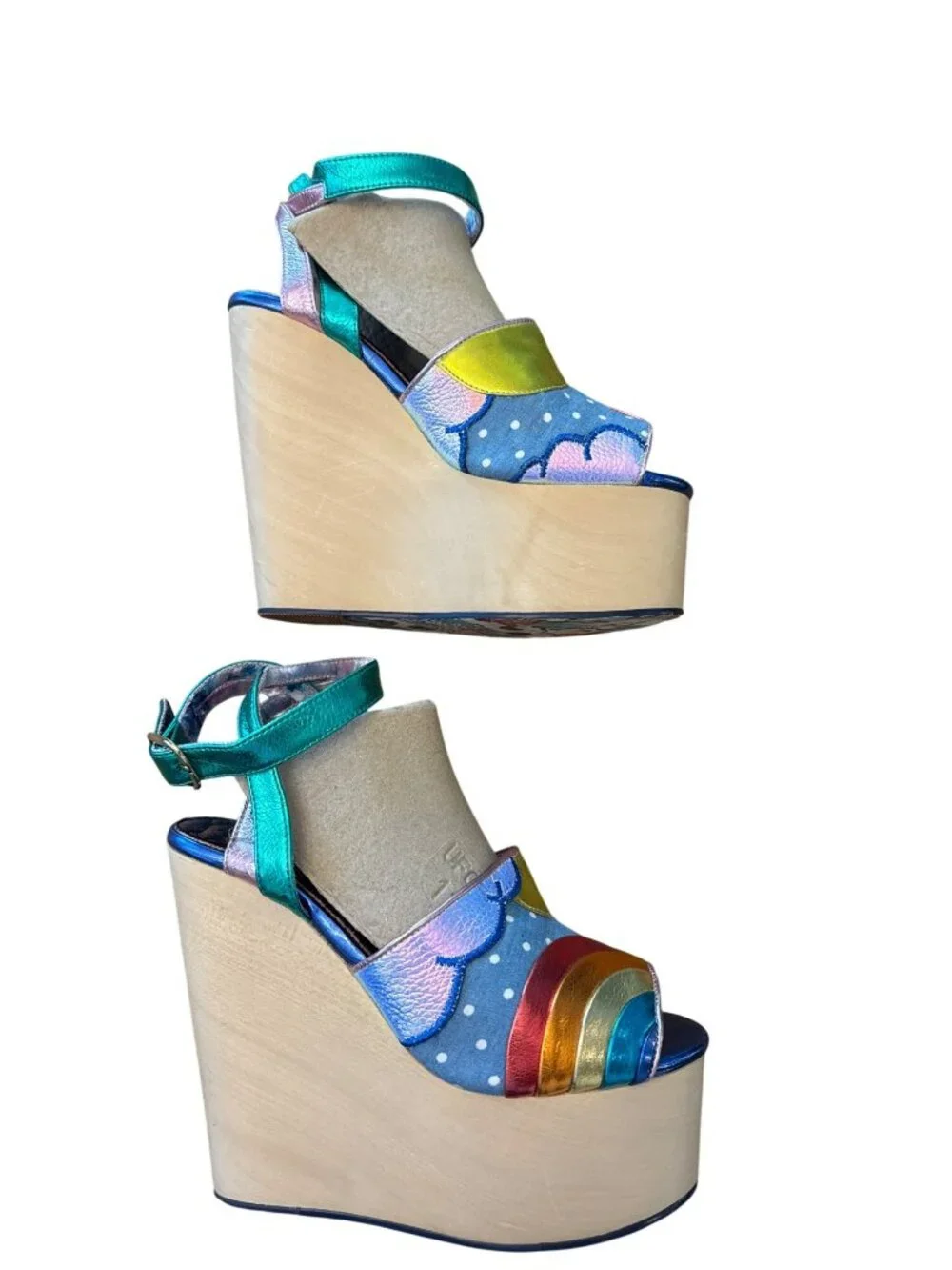Irregular Choice Funshine 70s Rainbow Wedge Platform Sandals 7 38 Heels Retro - Picture 3 of 10